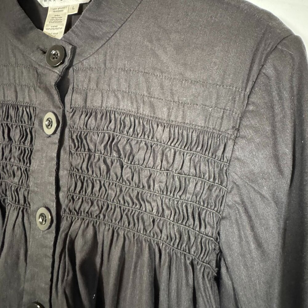 Max Studio Women’s Cropped Linen Jacket Size Large Black Rayon Lining - Picture 6 of 14